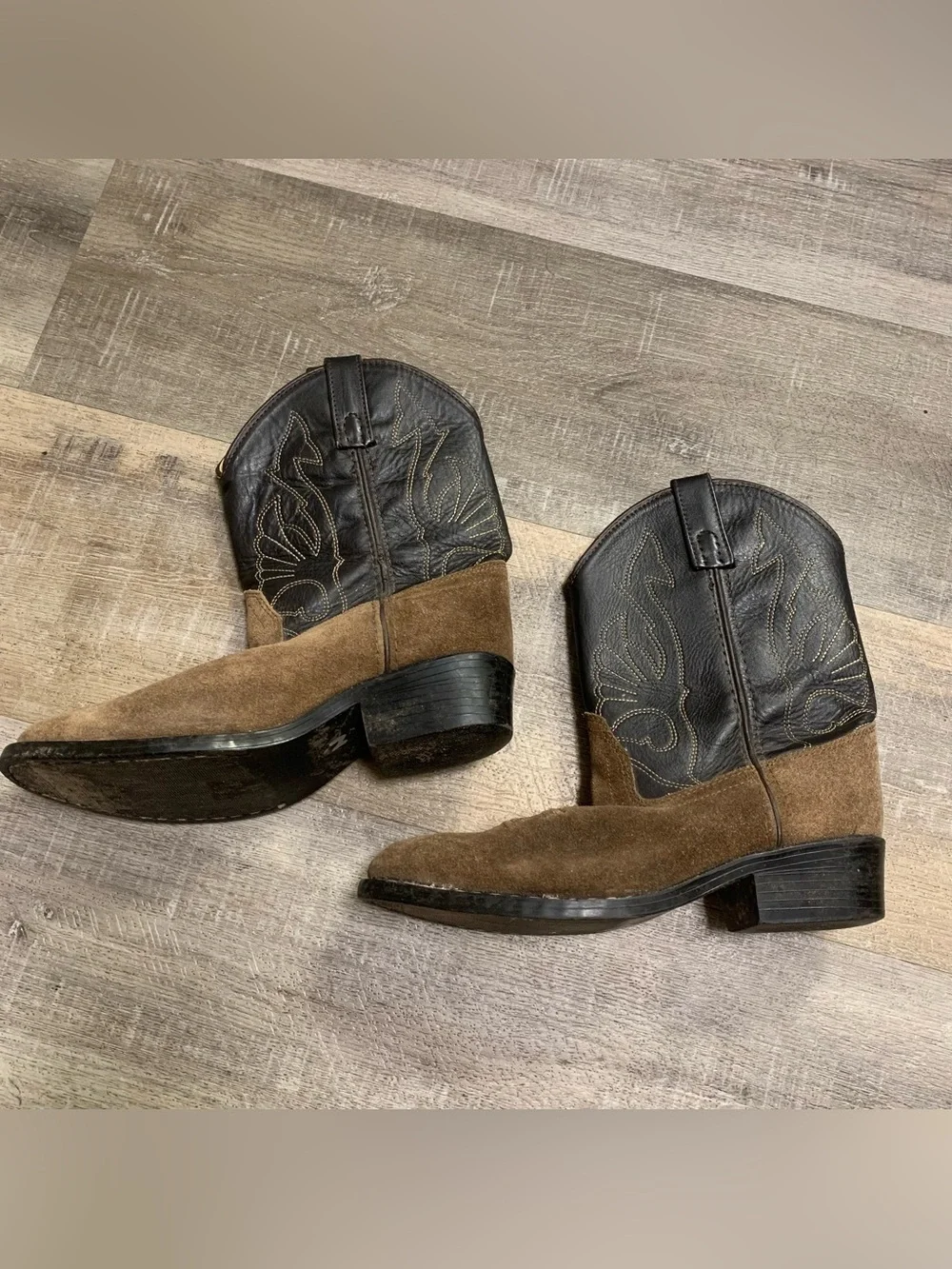 Masterson Boot Company Youth Size 3 Brown Leather Cowboy Boots Western Rodeo